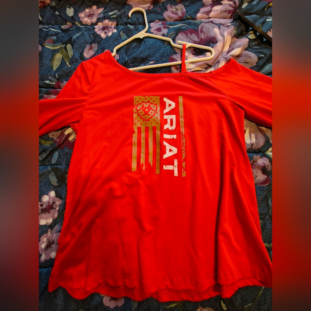 Ariat Red Performance Long Sleeve One Shoulder Top